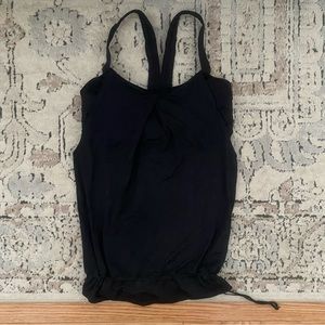 Lululemon Yoga Tank With Built in Bra Cinch Waist Top Size 6 Black